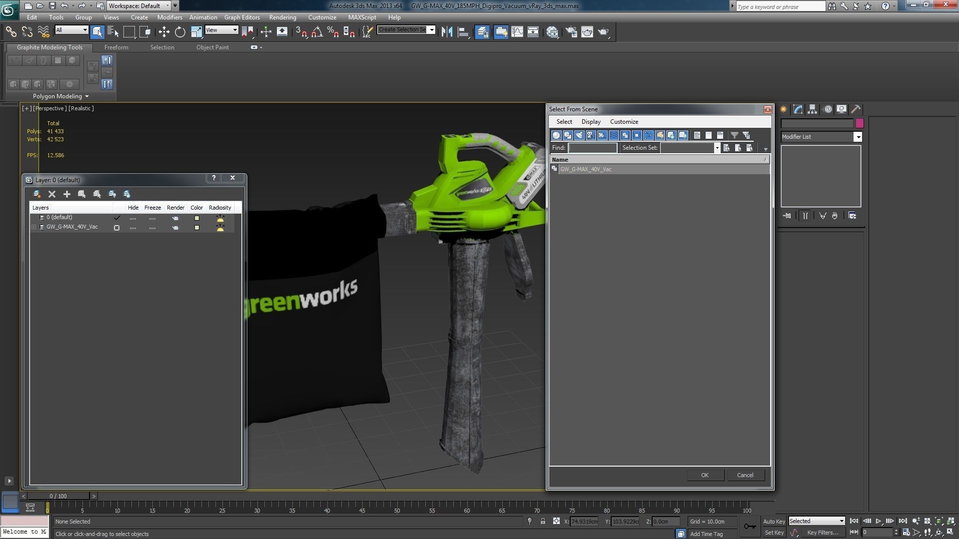 Leaf Blower Vacuum DigiPro G-MAX 40V GreenWorks Low-poly 3D model_38