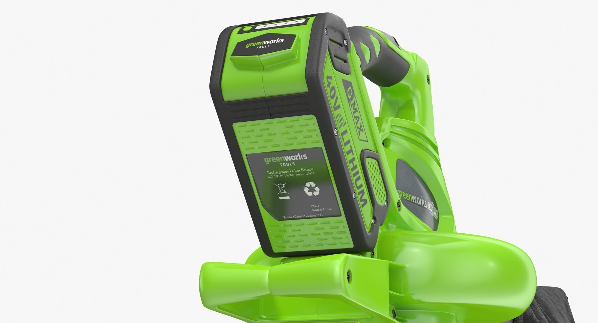 Leaf Blower Vacuum DigiPro G-MAX 40V GreenWorks Low-poly 3D model_8