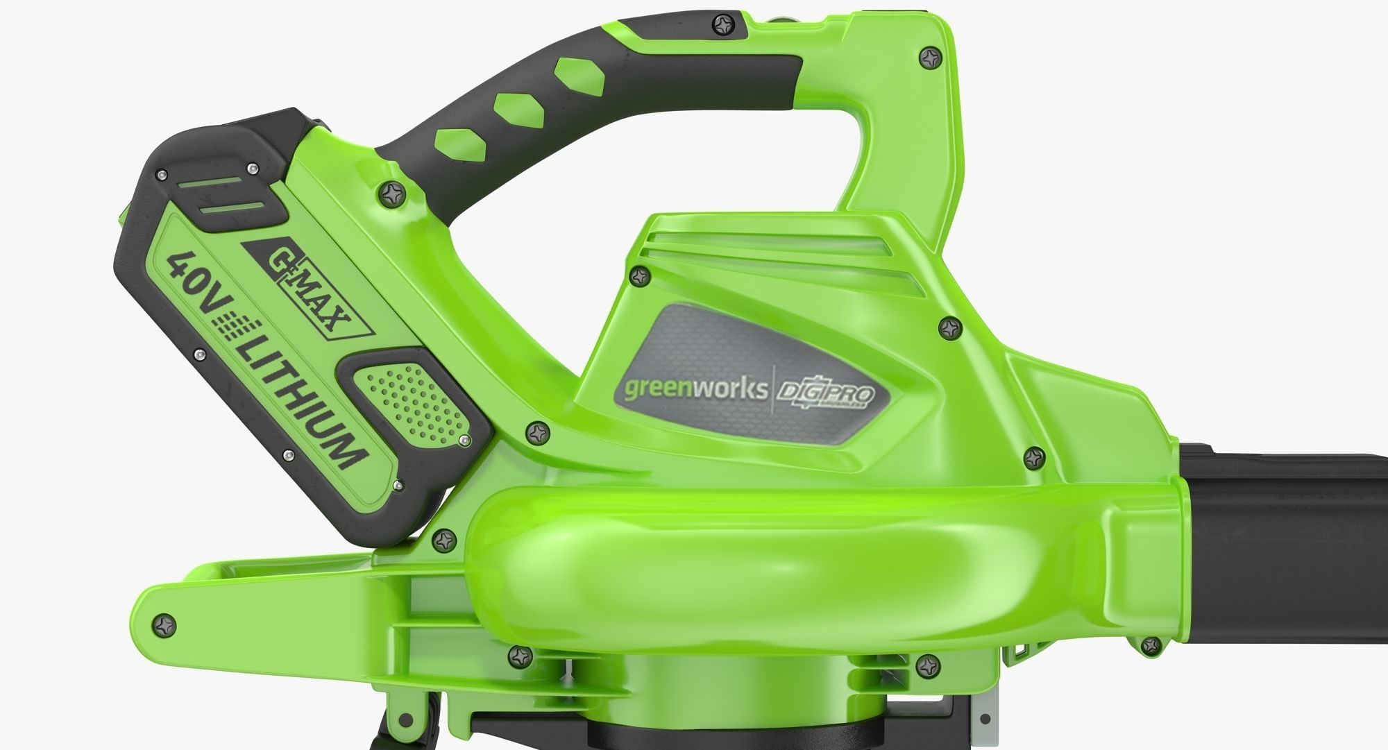 Leaf Blower Vacuum DigiPro G-MAX 40V GreenWorks Low-poly 3D model_9