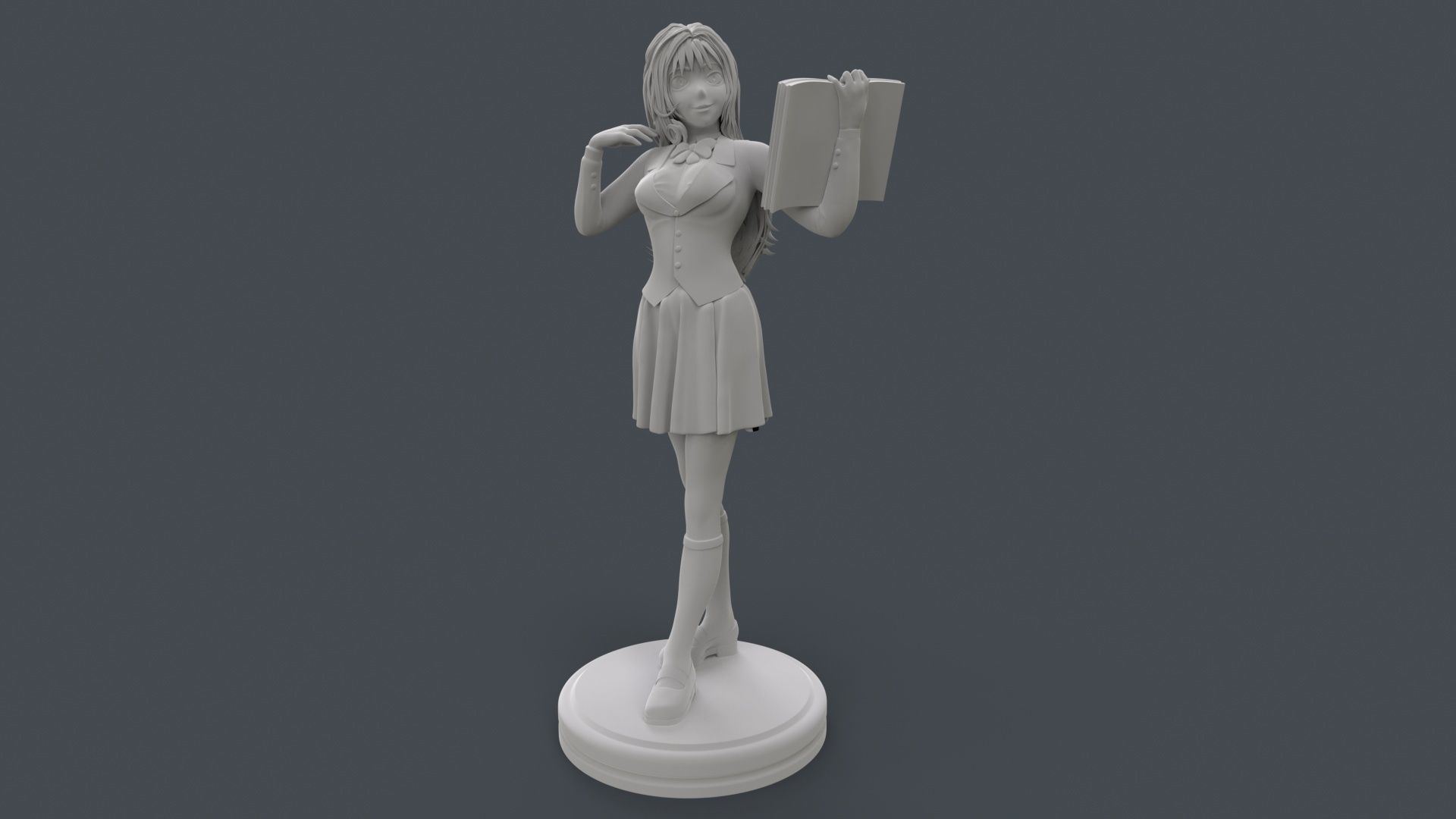 Anime Cute High School Girl 3D Printing 3D print model_7