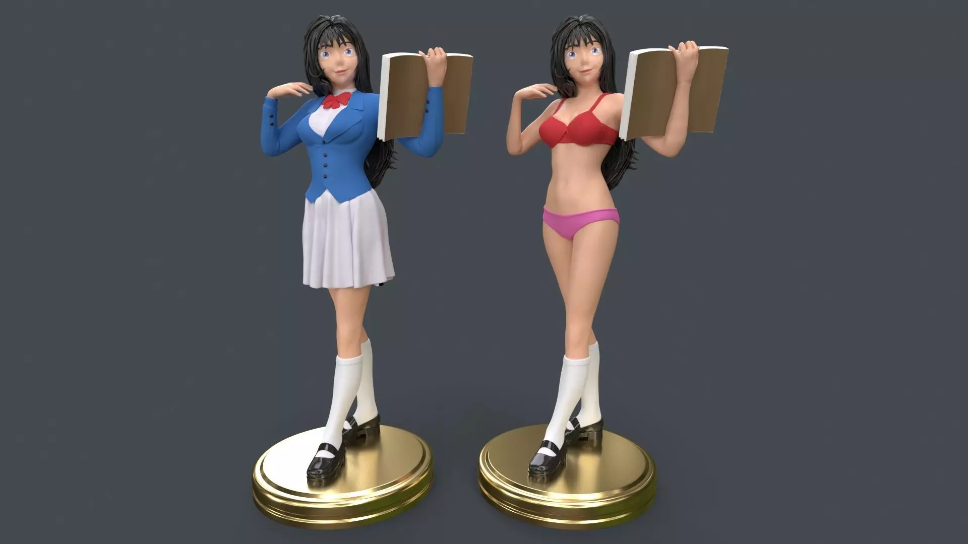 Anime Cute High School Girl 3D Printing 3D print model_0