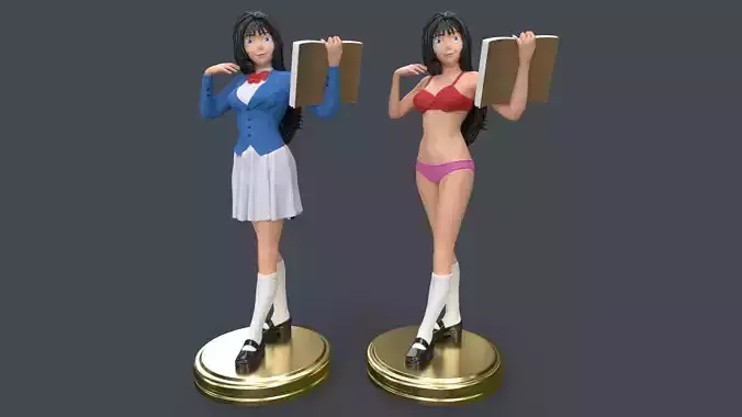 Anime Cute High School Girl 3D Printing 3D print model