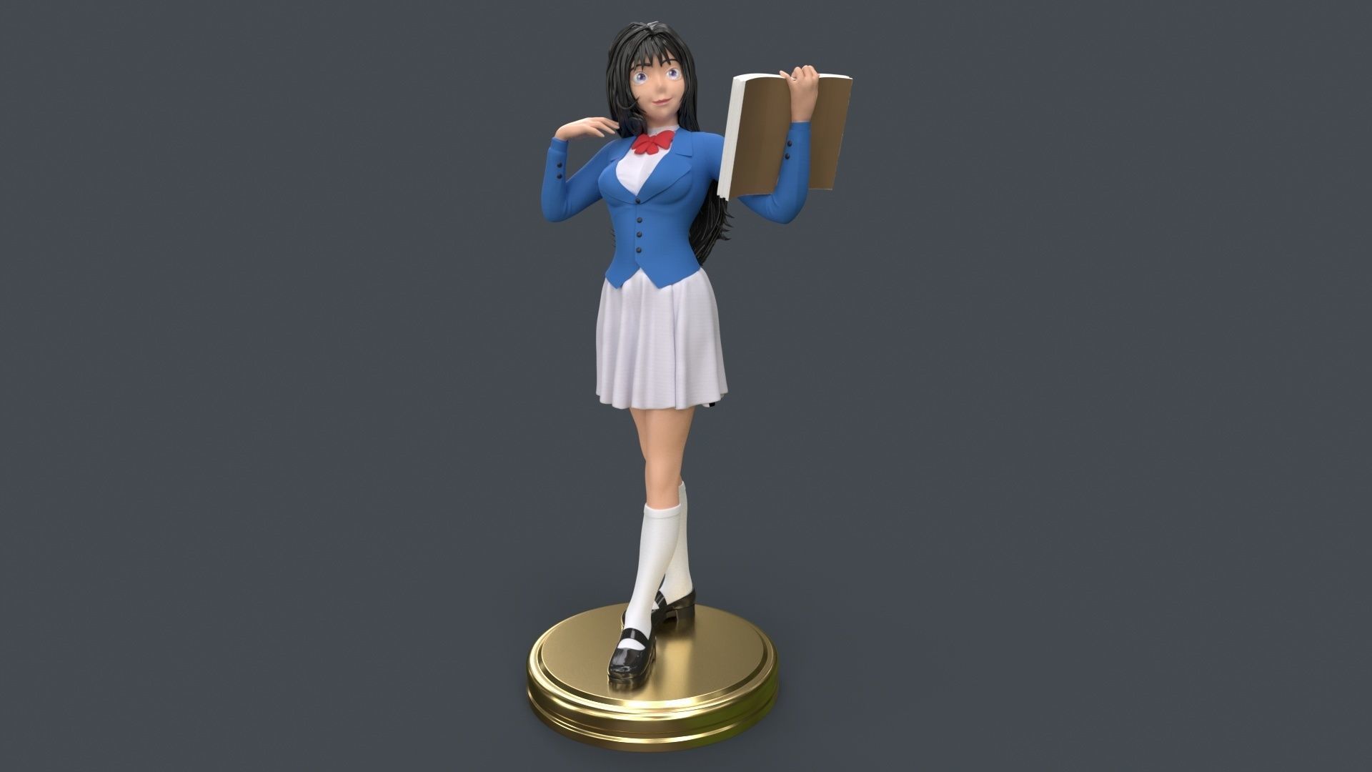 Anime Cute High School Girl 3D Printing 3D print model_6