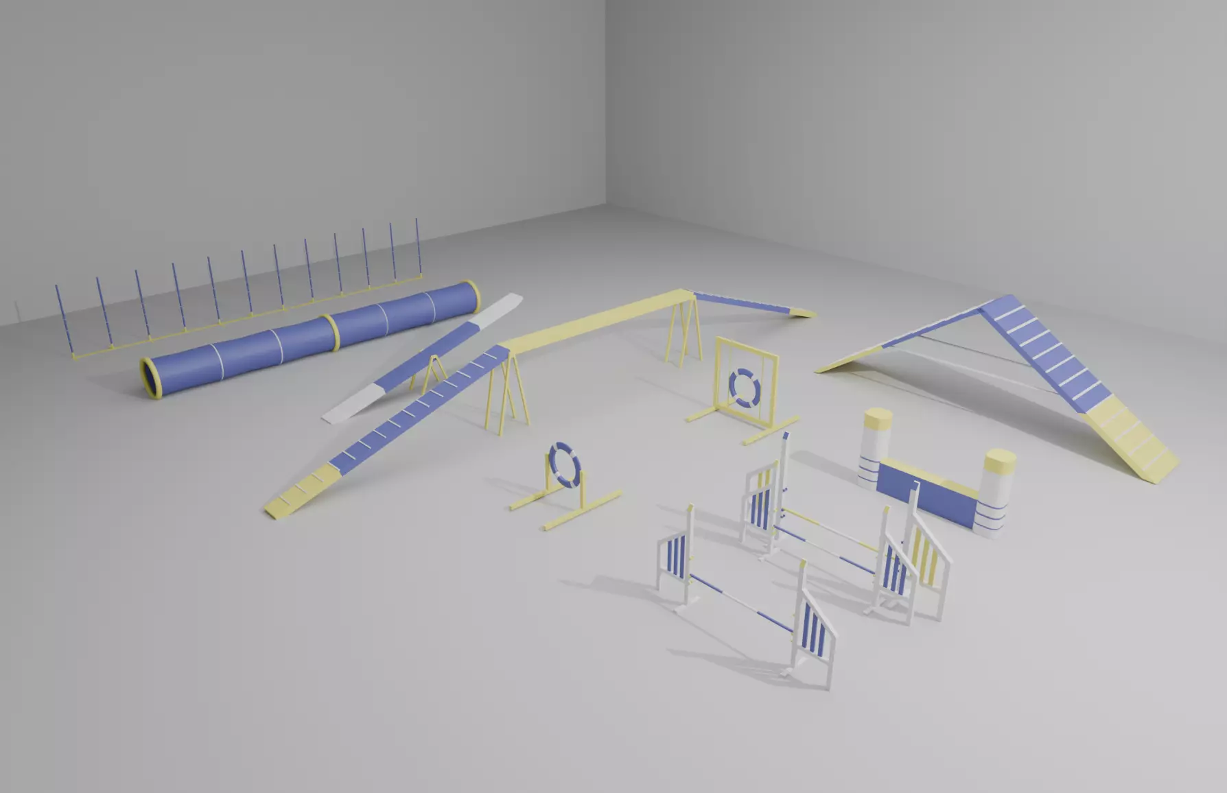 Dog training agility course equipment 3D model obstacles 3D model_0