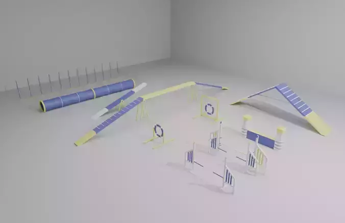 Dog training agility course equipment 3D model obstacles