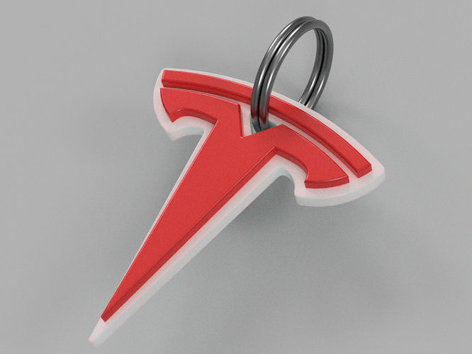TESLA Logo Keychain - Ready to 3D Print Low-poly 3D print model