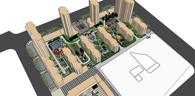 5 theme park  center of apartment massing  3D model
