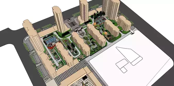 5 theme park  center of apartment massing  3D model