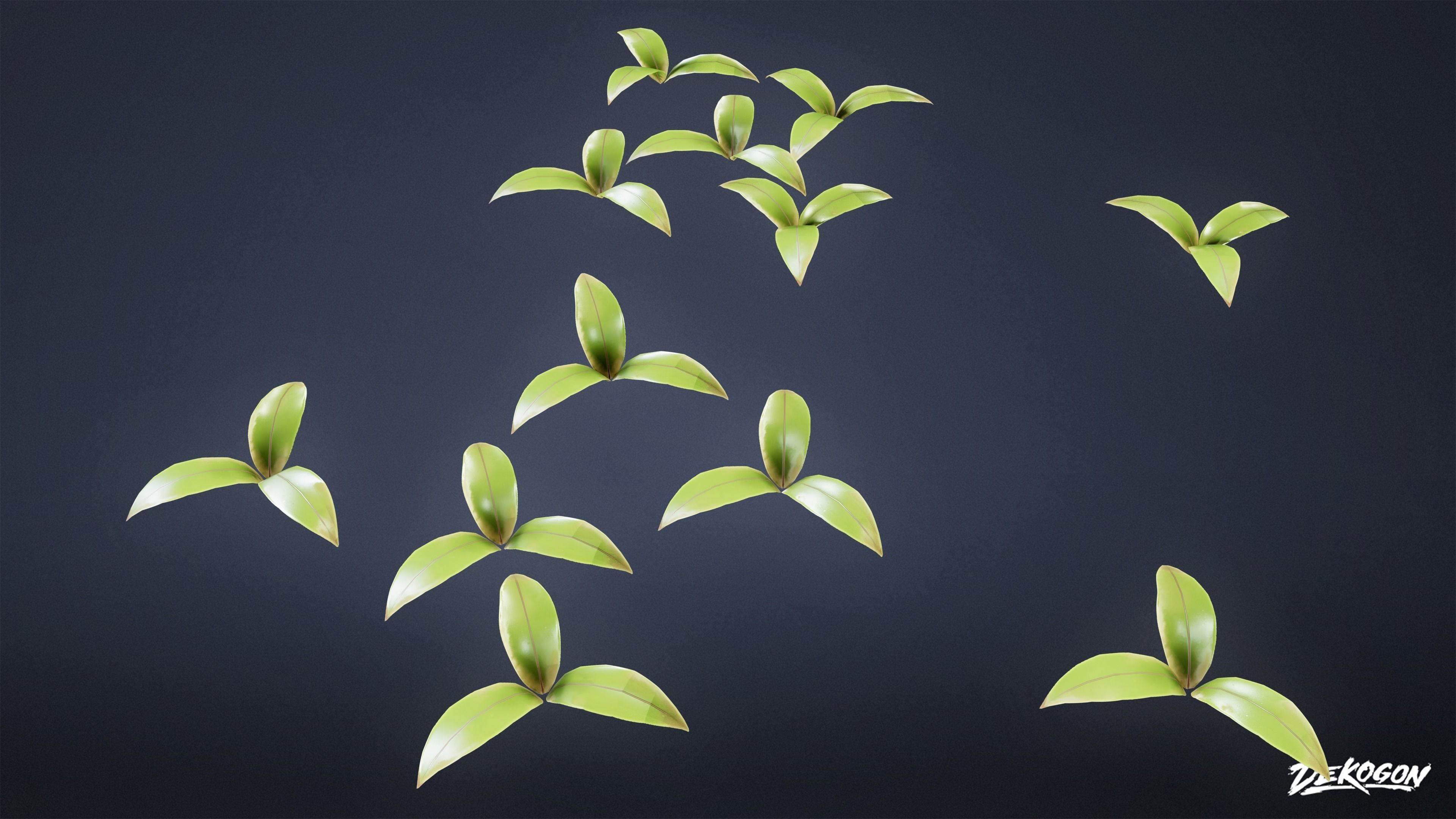 TROPICAL FOLIAGE - Small Plants 01 - LOW POLY Low-poly 3D model_3