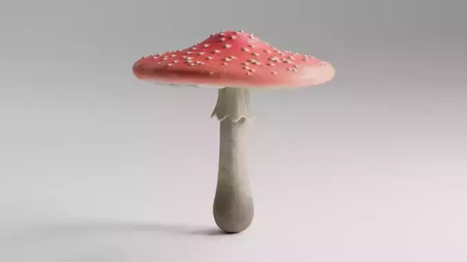 Mushroom red fly agaric Low-poly 3D model