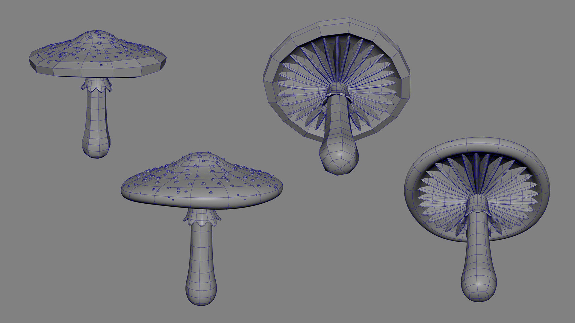 Mushroom red fly agaric Low-poly 3D model_9