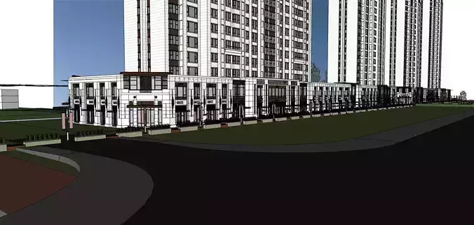 neoclassical minimal design apartment along shopping mall