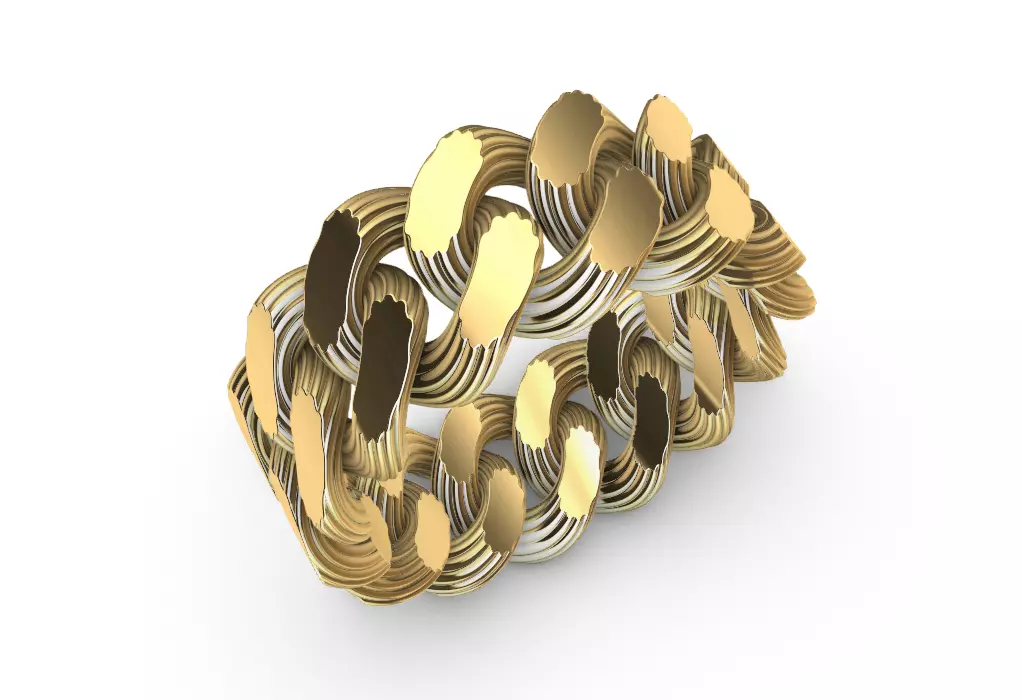 custom fluted cuban gents ring band us size 10 3D print model_0