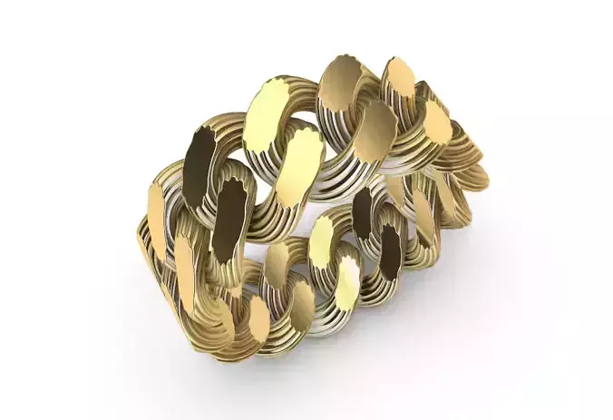 custom fluted cuban gents ring band us size 10