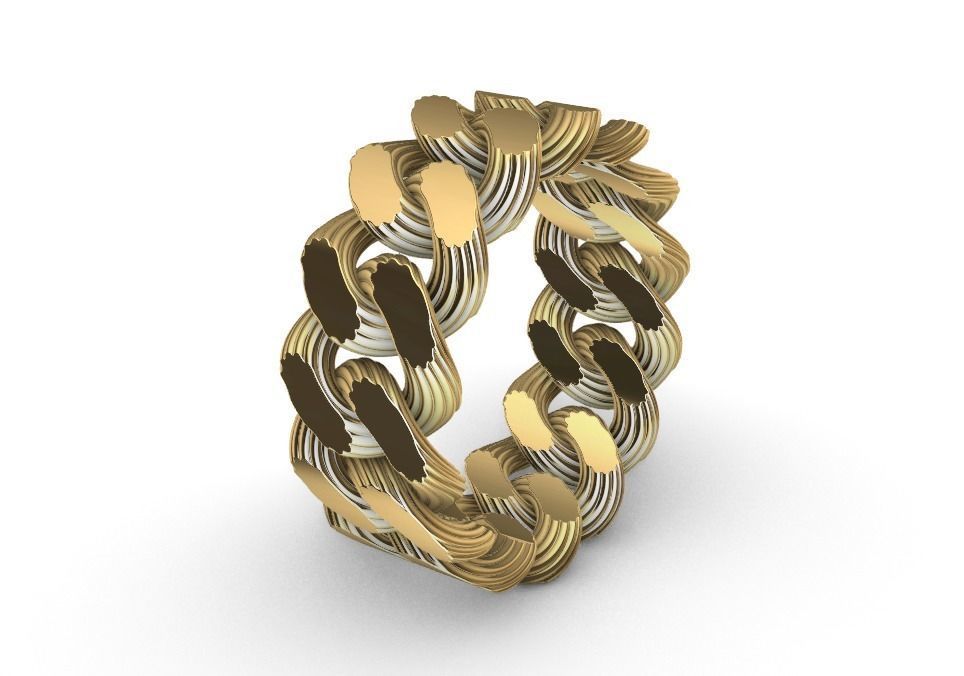 custom fluted cuban gents ring band us size 10 3D print model_1