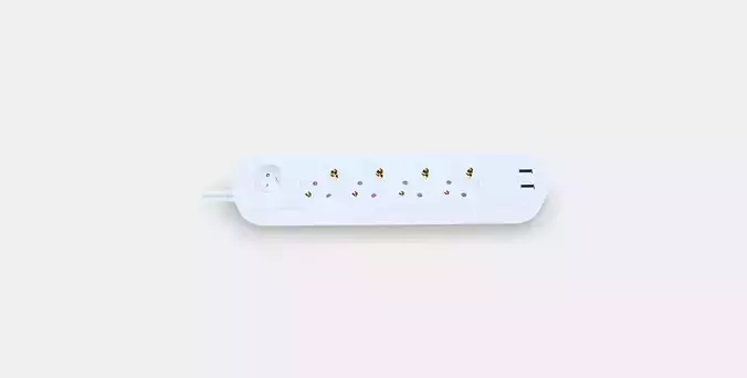 KOPPLA 4-way socket with 2 USB ports Low-poly 3D model