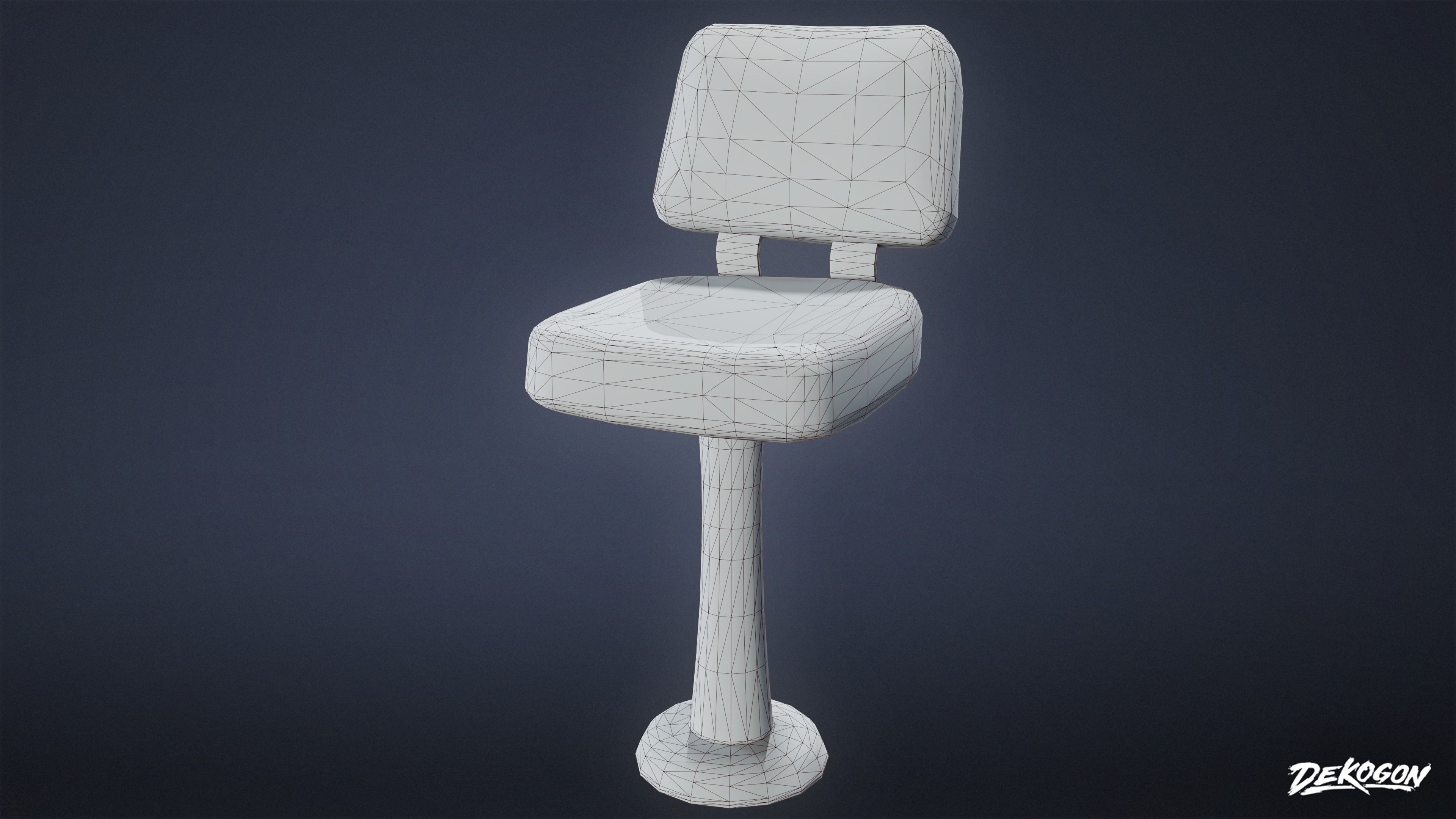TRIANGLE DINER - Bar Chair 01 - LOW POLY Low-poly 3D model_1