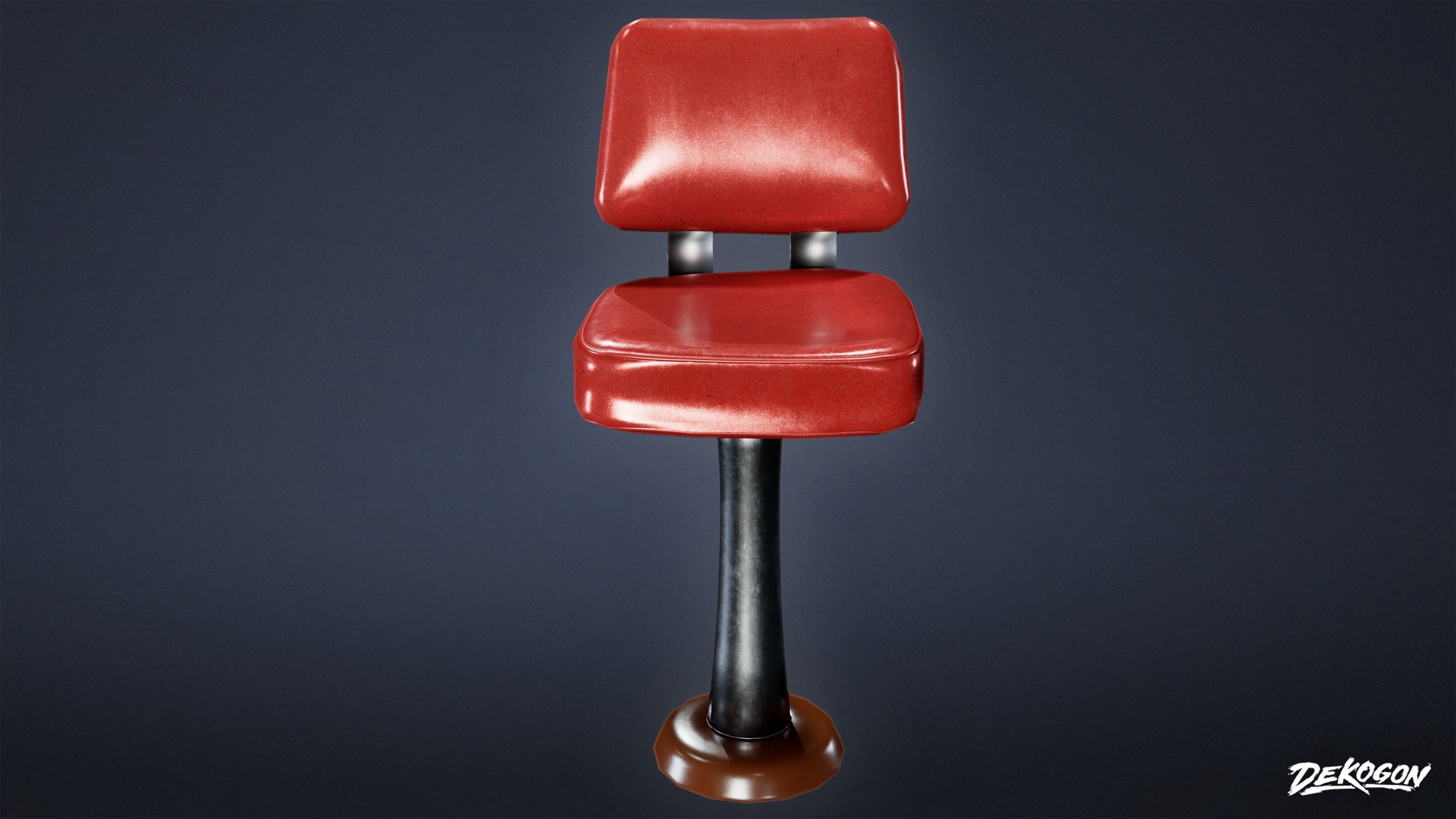 TRIANGLE DINER - Bar Chair 01 - LOW POLY Low-poly 3D model_2