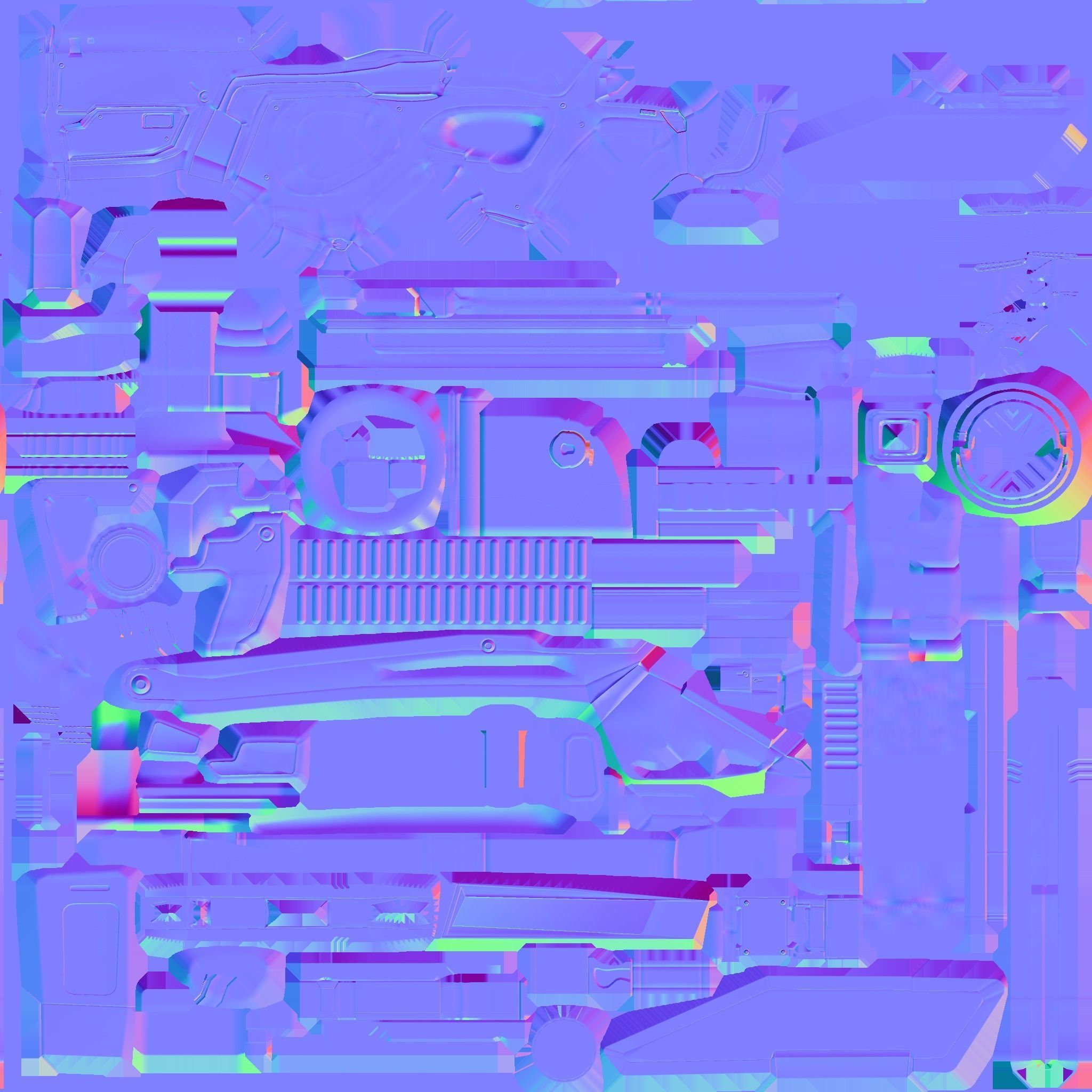 P90 Gun High-Low poly Low-poly 3D model_4