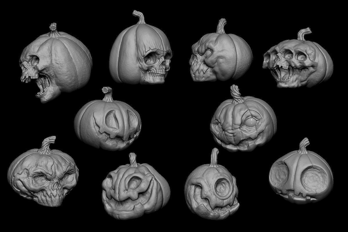 Pack Pumpkin Halloween STL Print 3D print model_1