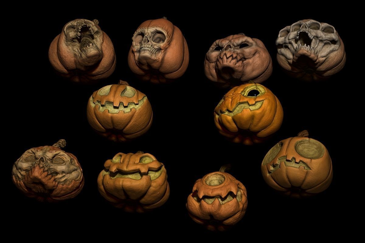 Pack Pumpkin Halloween STL Print 3D print model_7