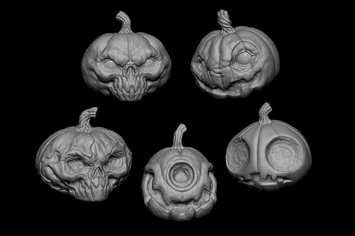 Pack Pumpkin Halloween STL Print 3D print model_4