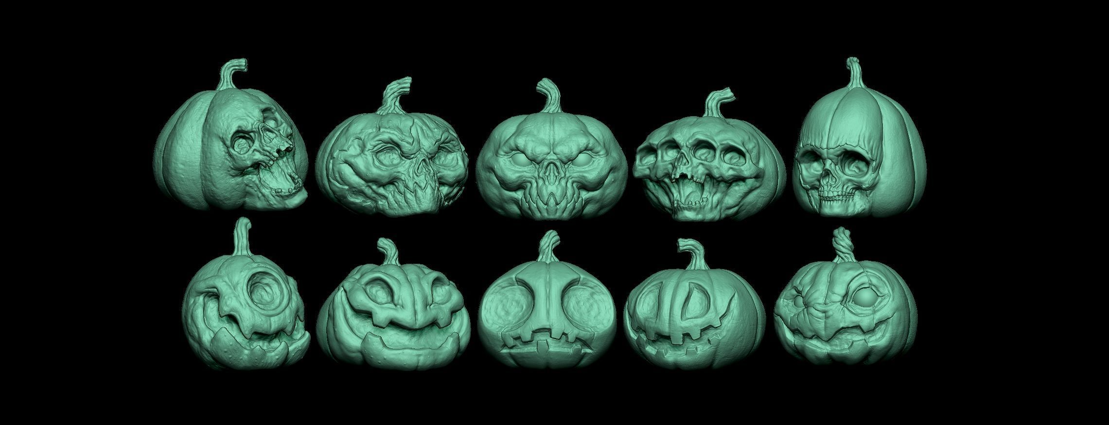 Pack Pumpkin Halloween STL Print 3D print model_18
