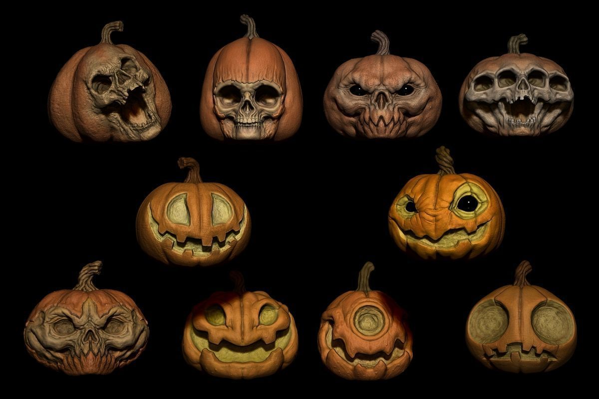 Pack Pumpkin Halloween STL Print 3D print model_6