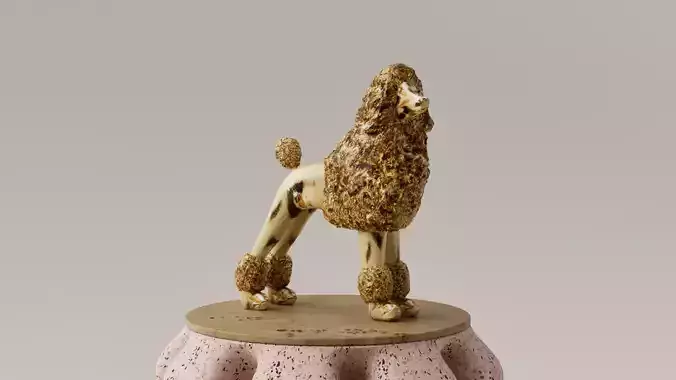 PERRO POODLE - LOW POLY - ESCULTURA