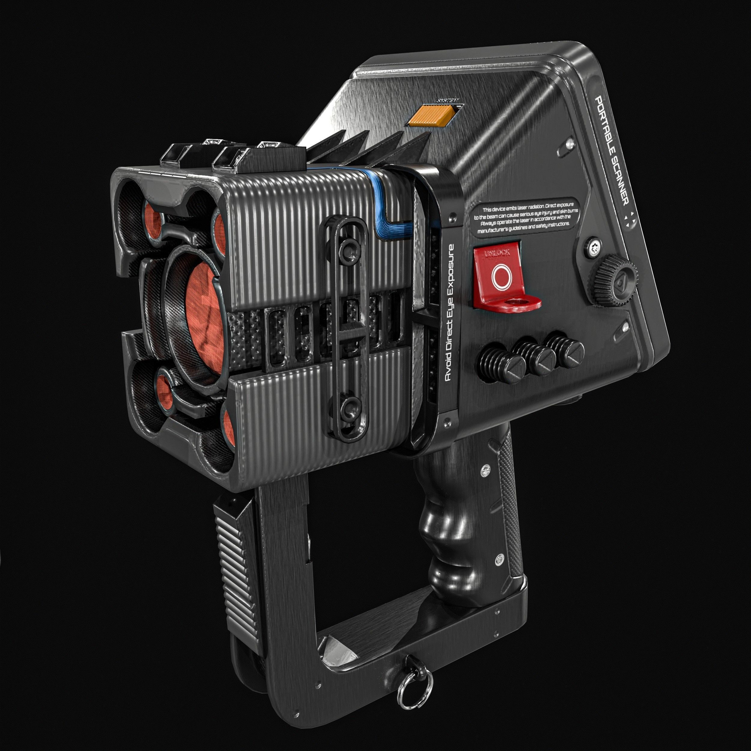 Sci fi Portable Scanner  With Addon Low-poly 3D model_9