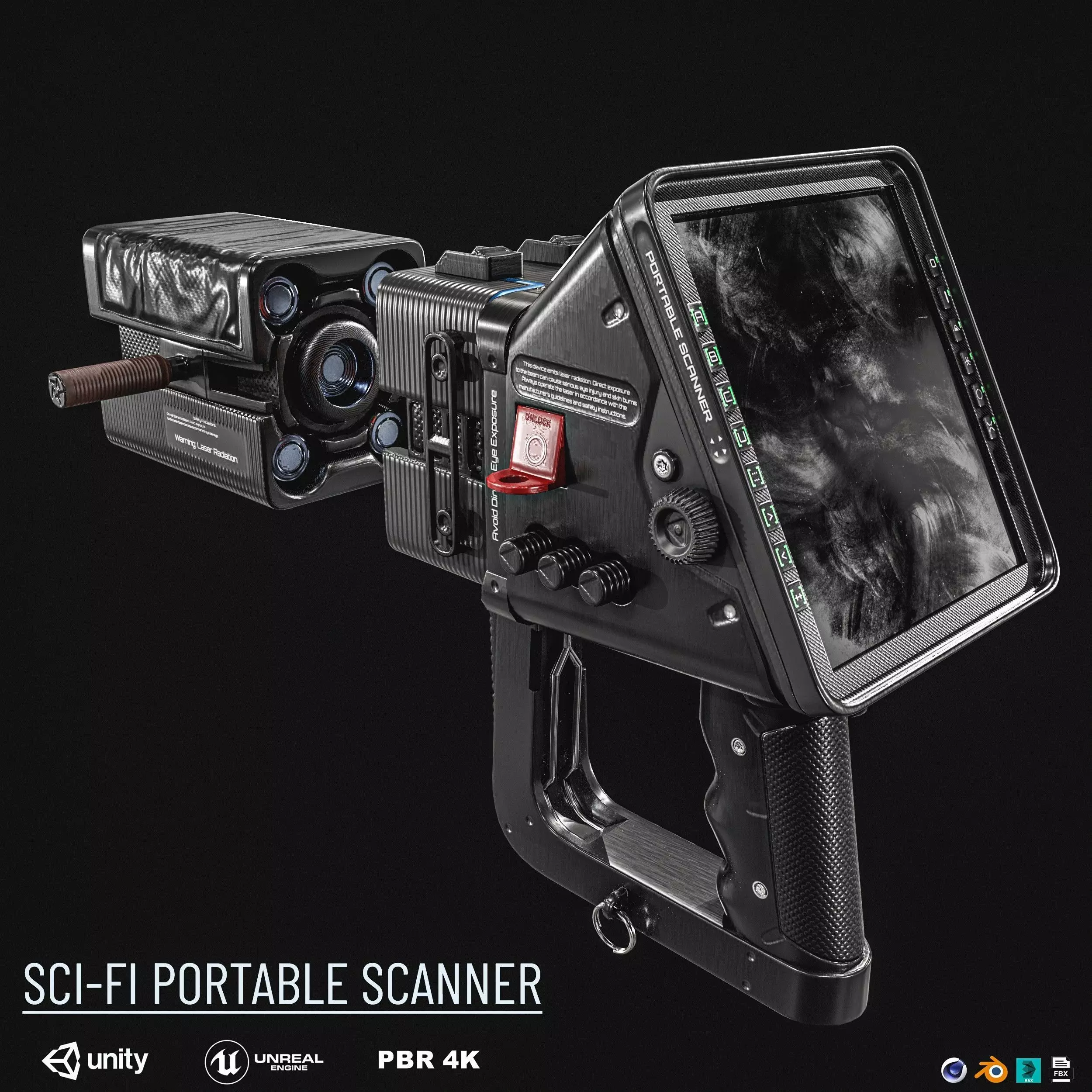 Sci fi Portable Scanner  With Addon Low-poly 3D model_0