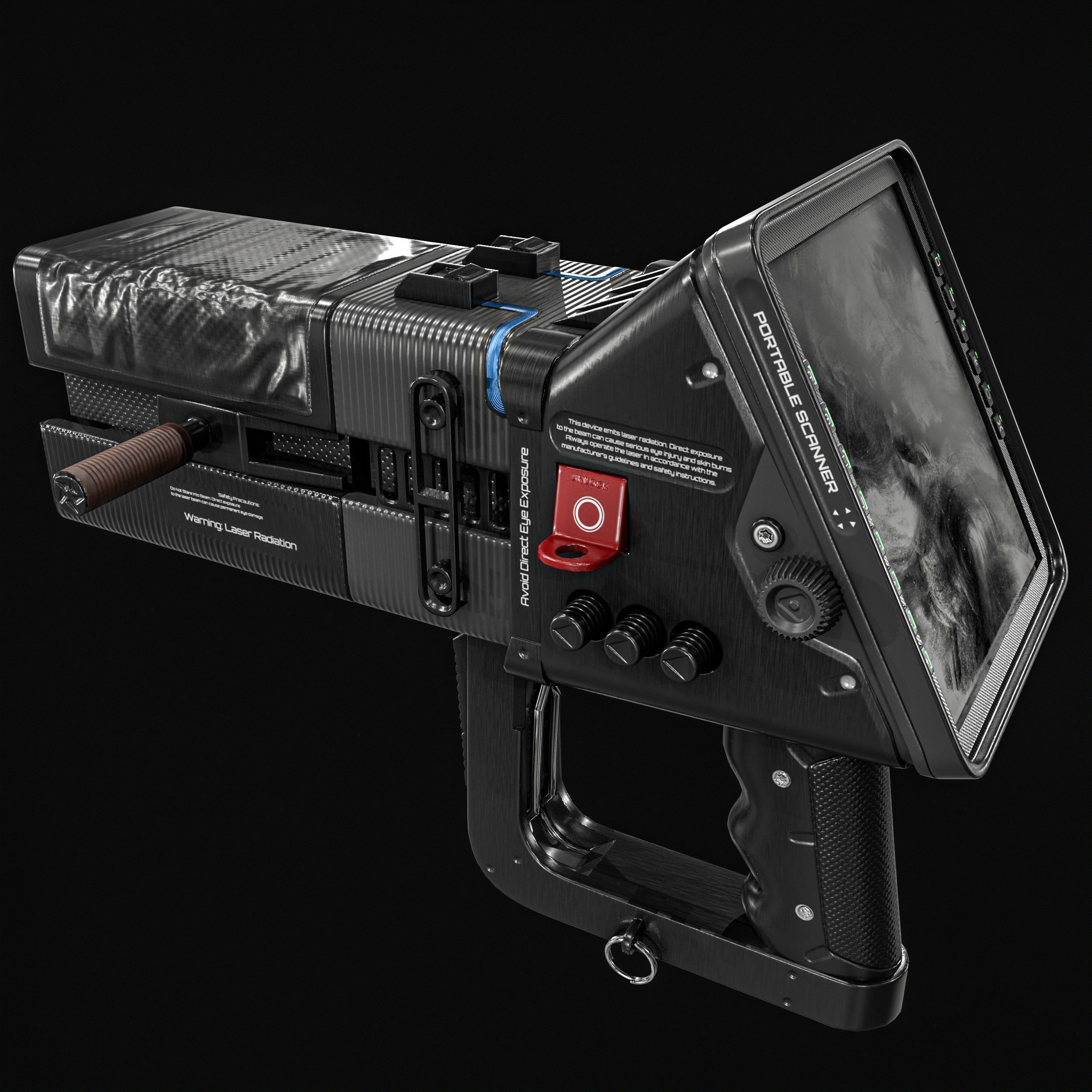 Sci fi Portable Scanner  With Addon Low-poly 3D model_3