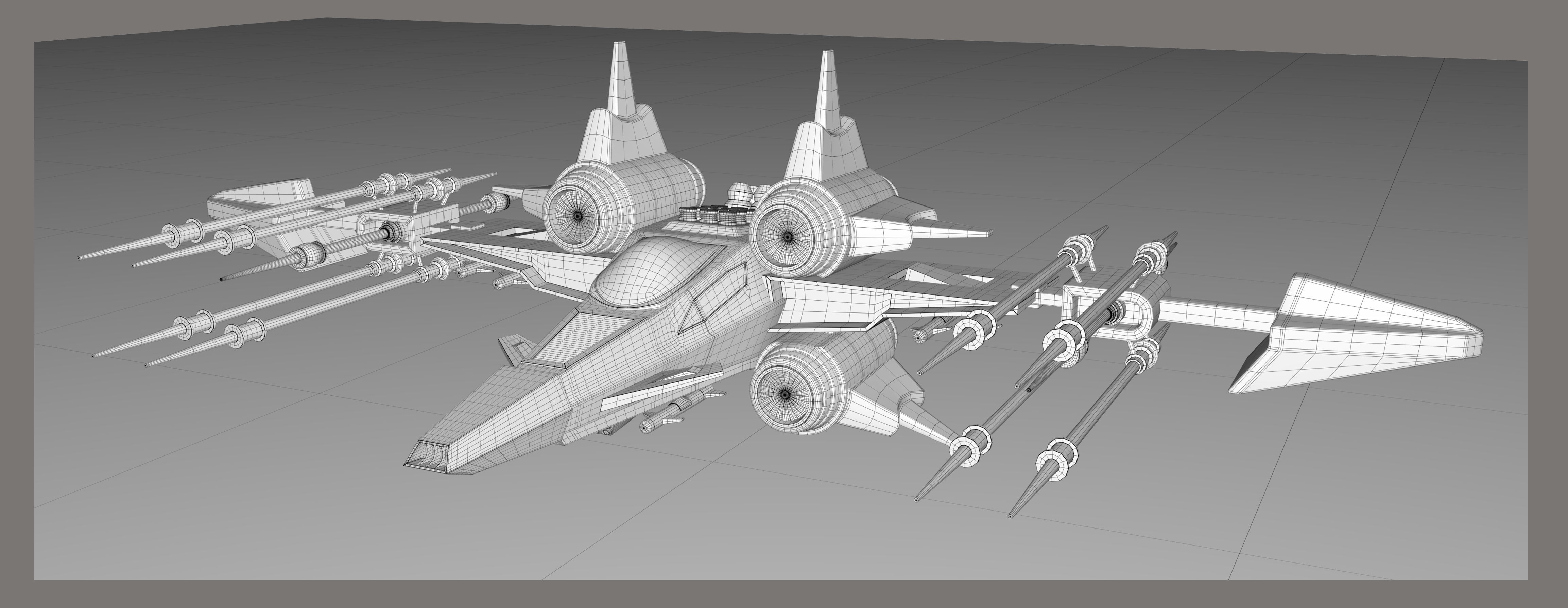 Si Fi Fighter jet Low-poly 3D model_10