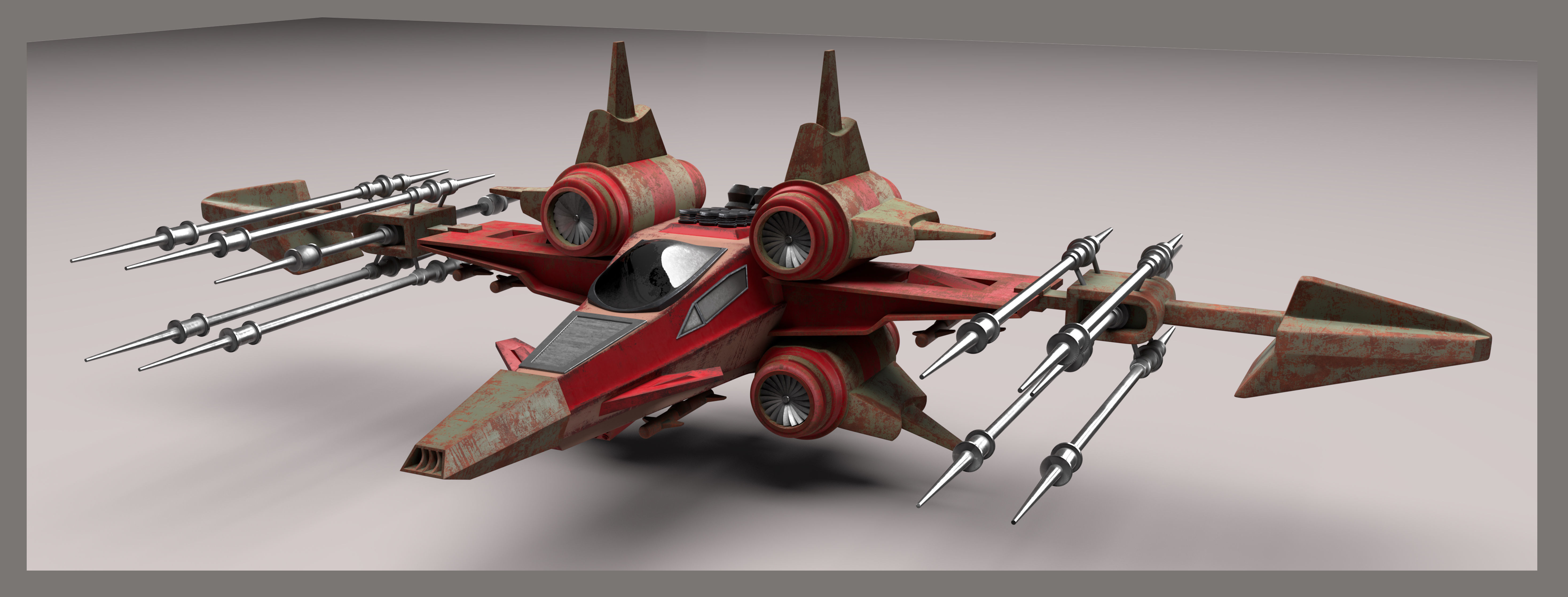 Si Fi Fighter jet Low-poly 3D model_1