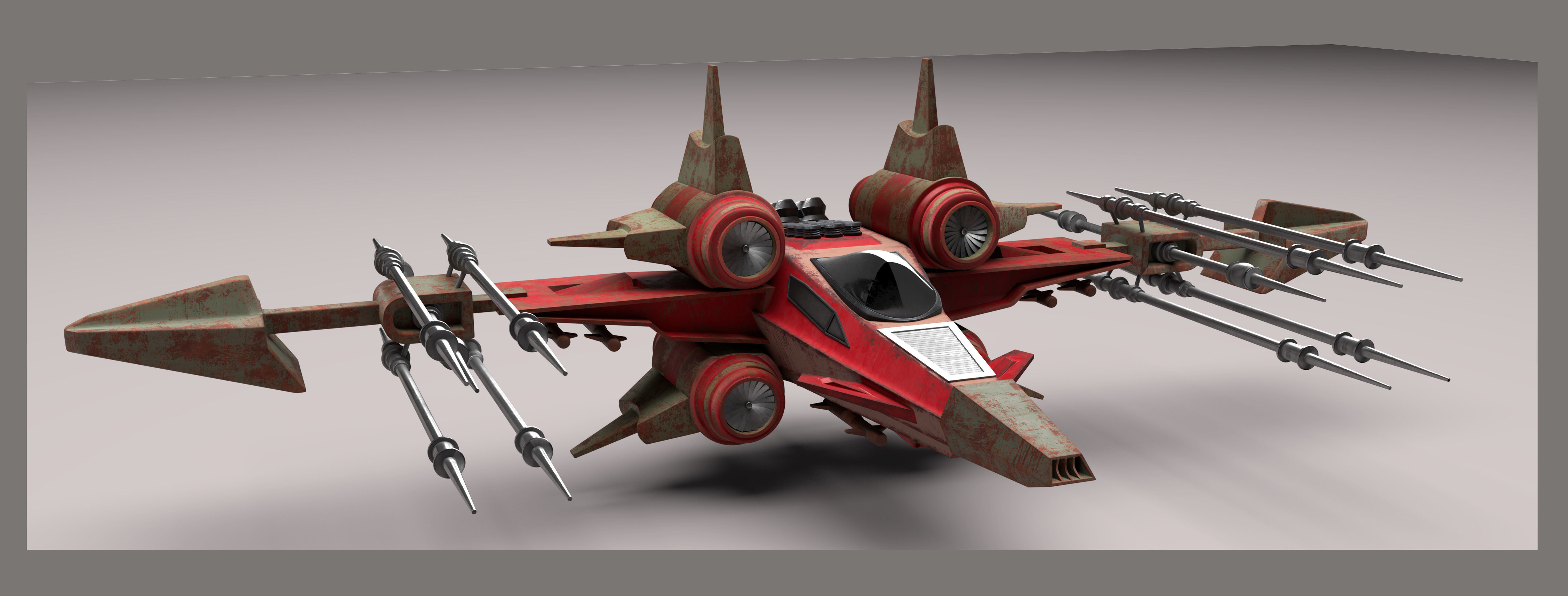 Si Fi Fighter jet Low-poly 3D model_2