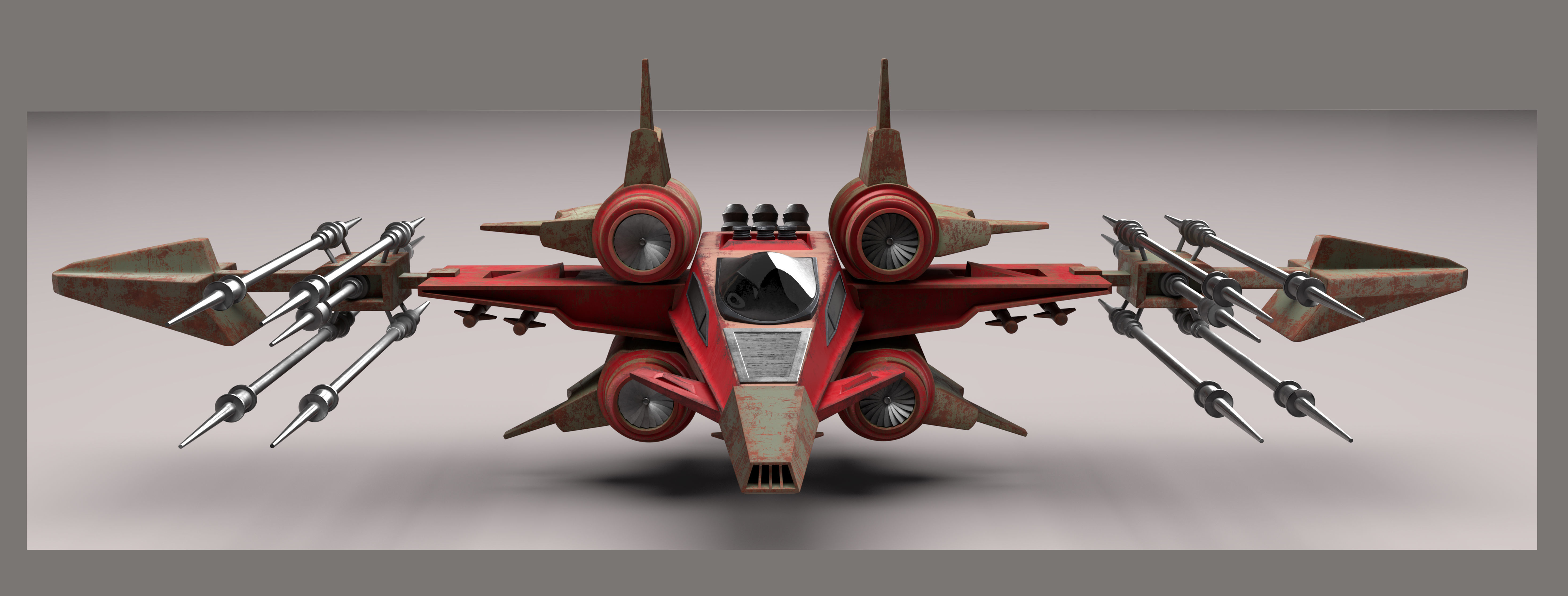 Si Fi Fighter jet Low-poly 3D model_3