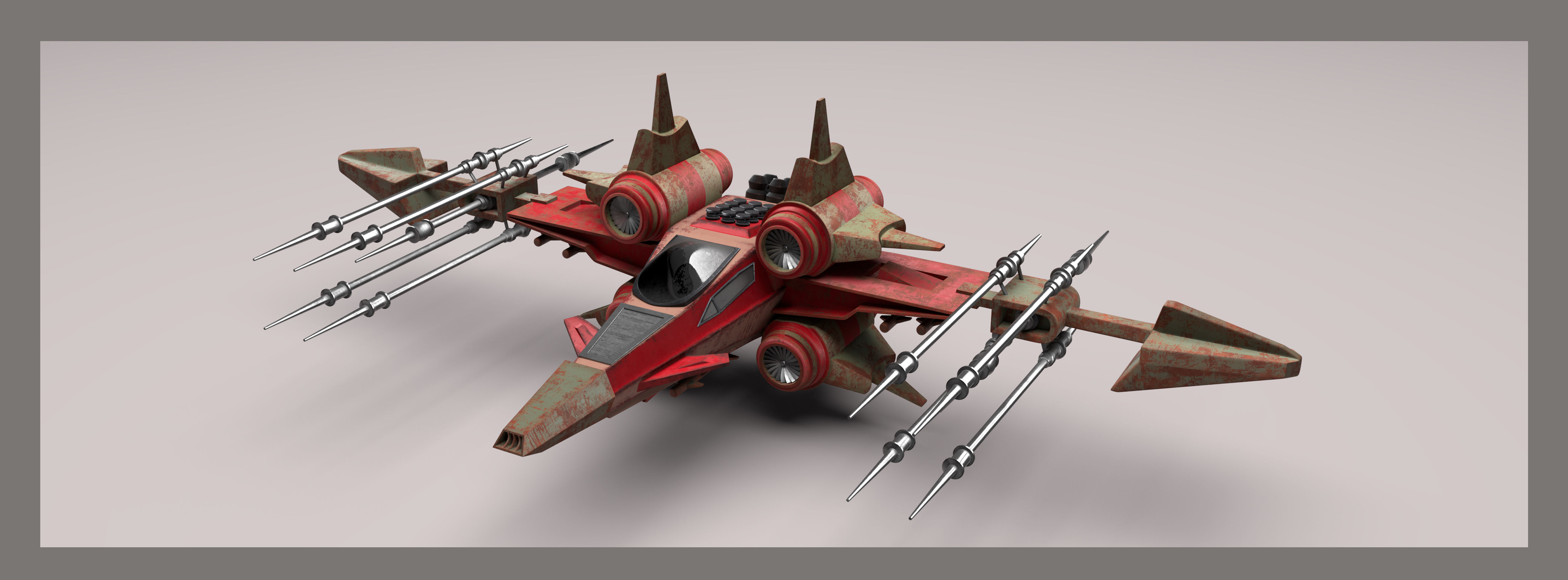 Si Fi Fighter jet Low-poly 3D model_6