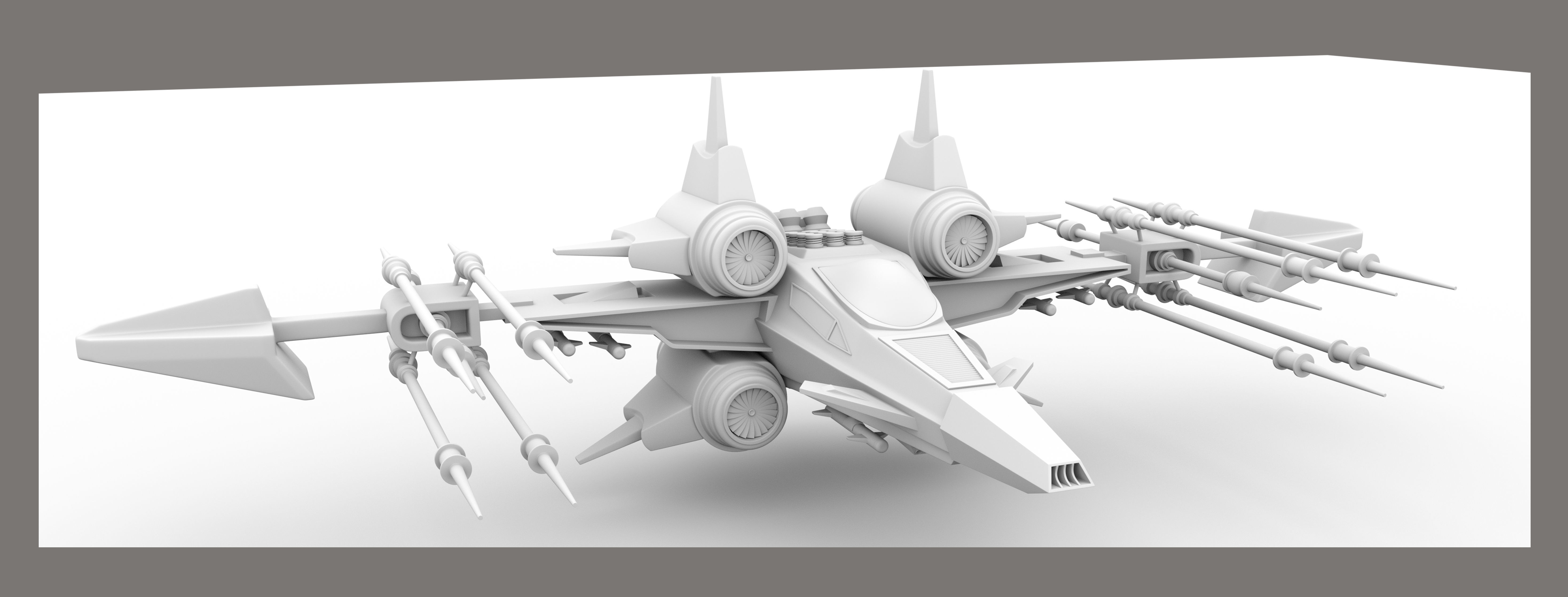 Si Fi Fighter jet Low-poly 3D model_7