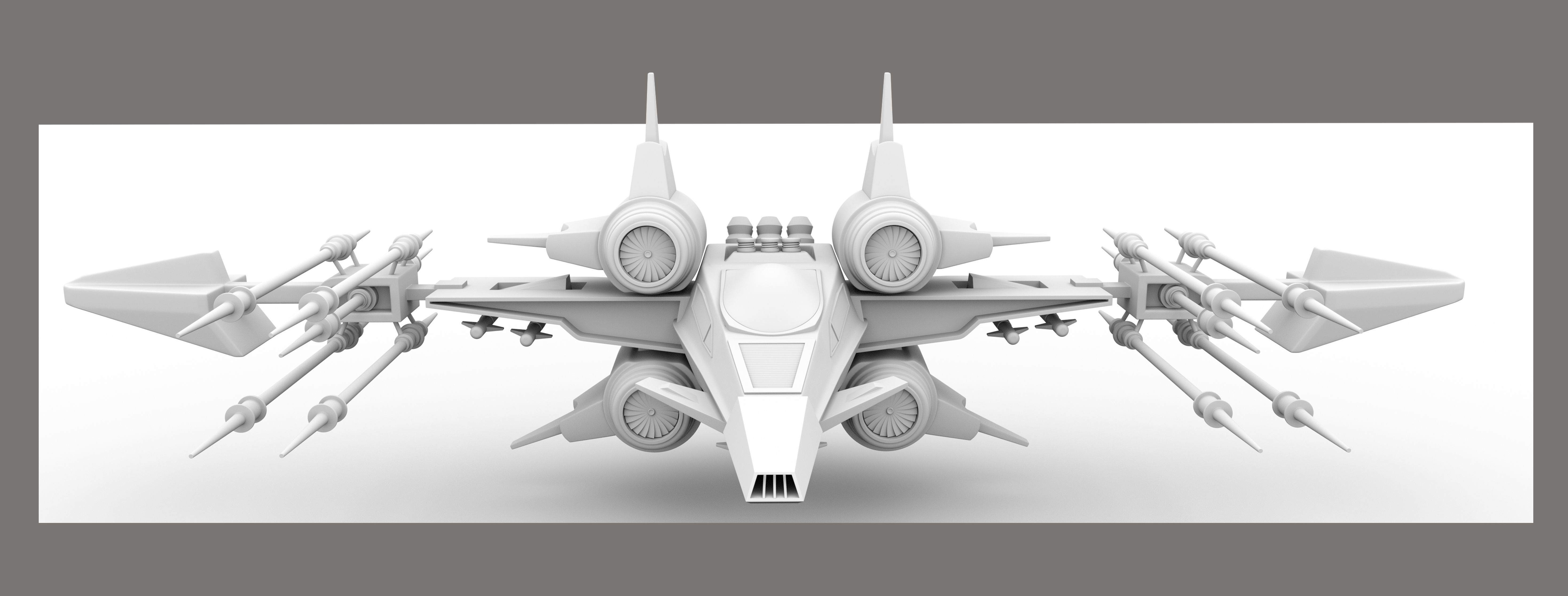 Si Fi Fighter jet Low-poly 3D model_8