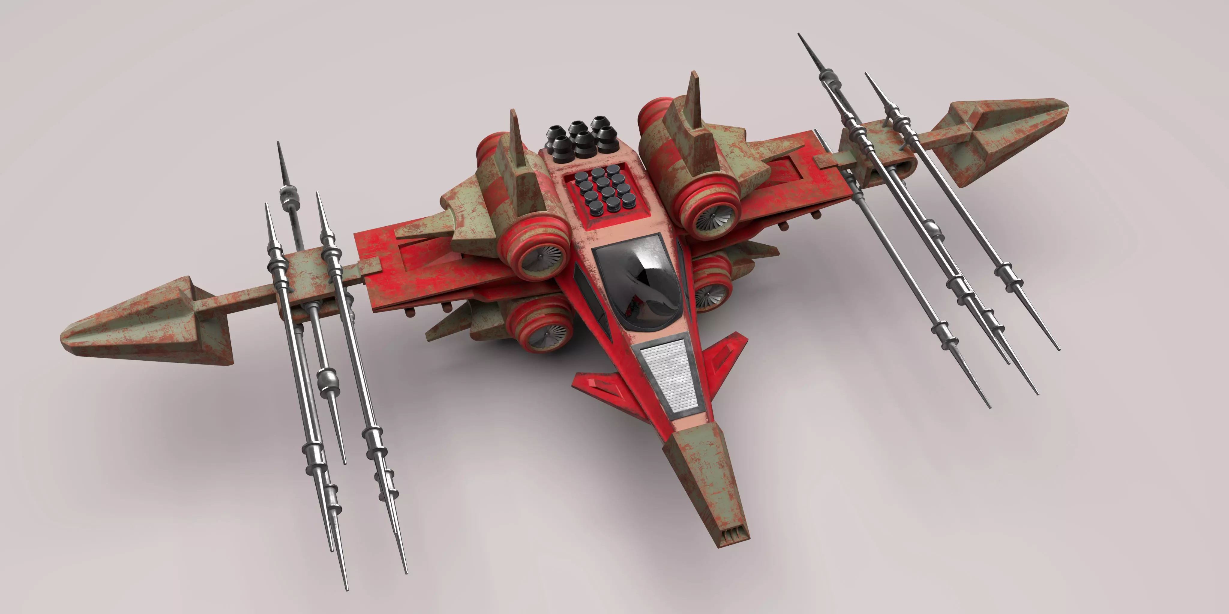 Si Fi Fighter jet Low-poly 3D model_0