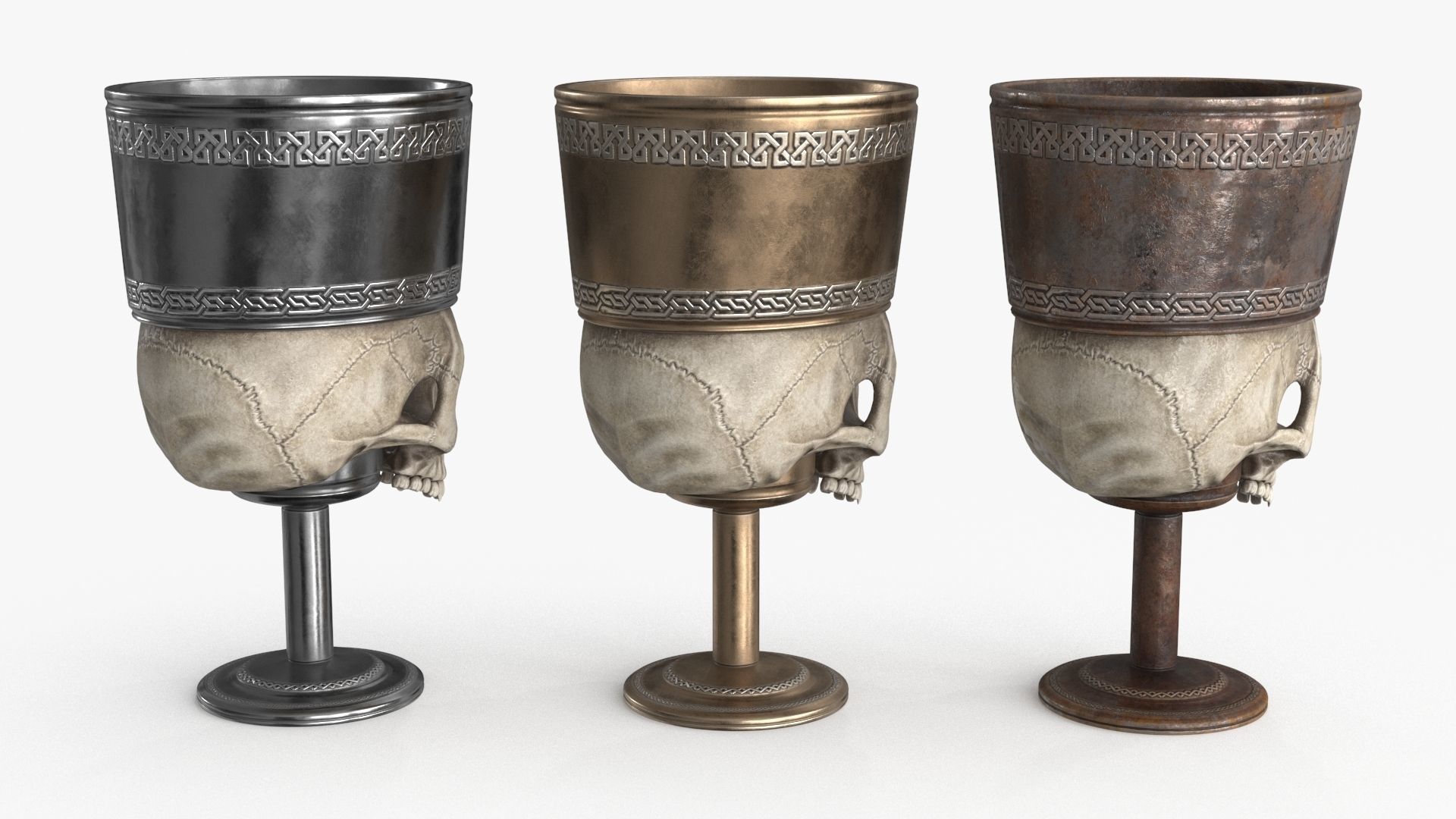 Antique Skull Goblet Low-poly 3D model_14