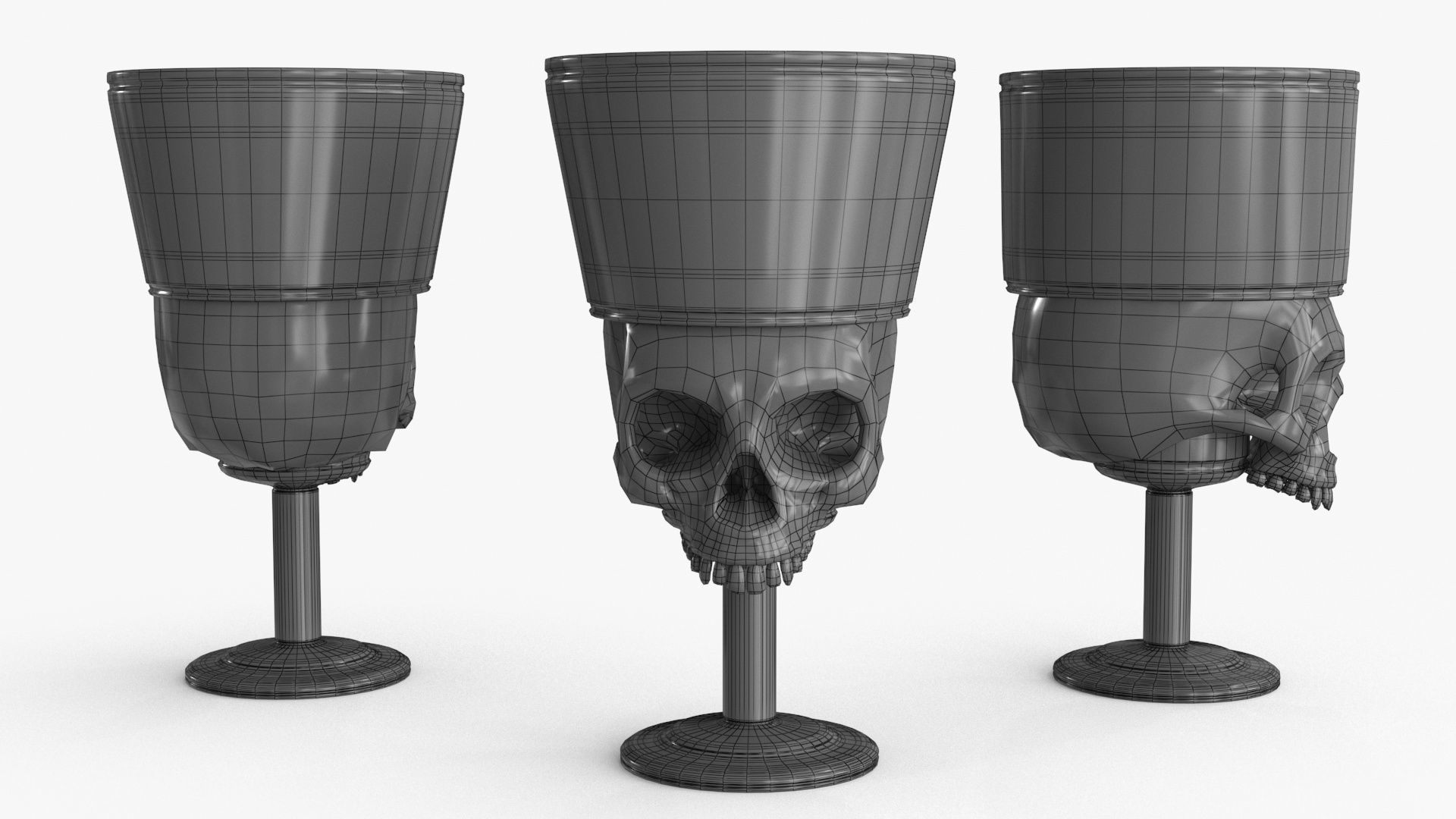 Antique Skull Goblet Low-poly 3D model_17