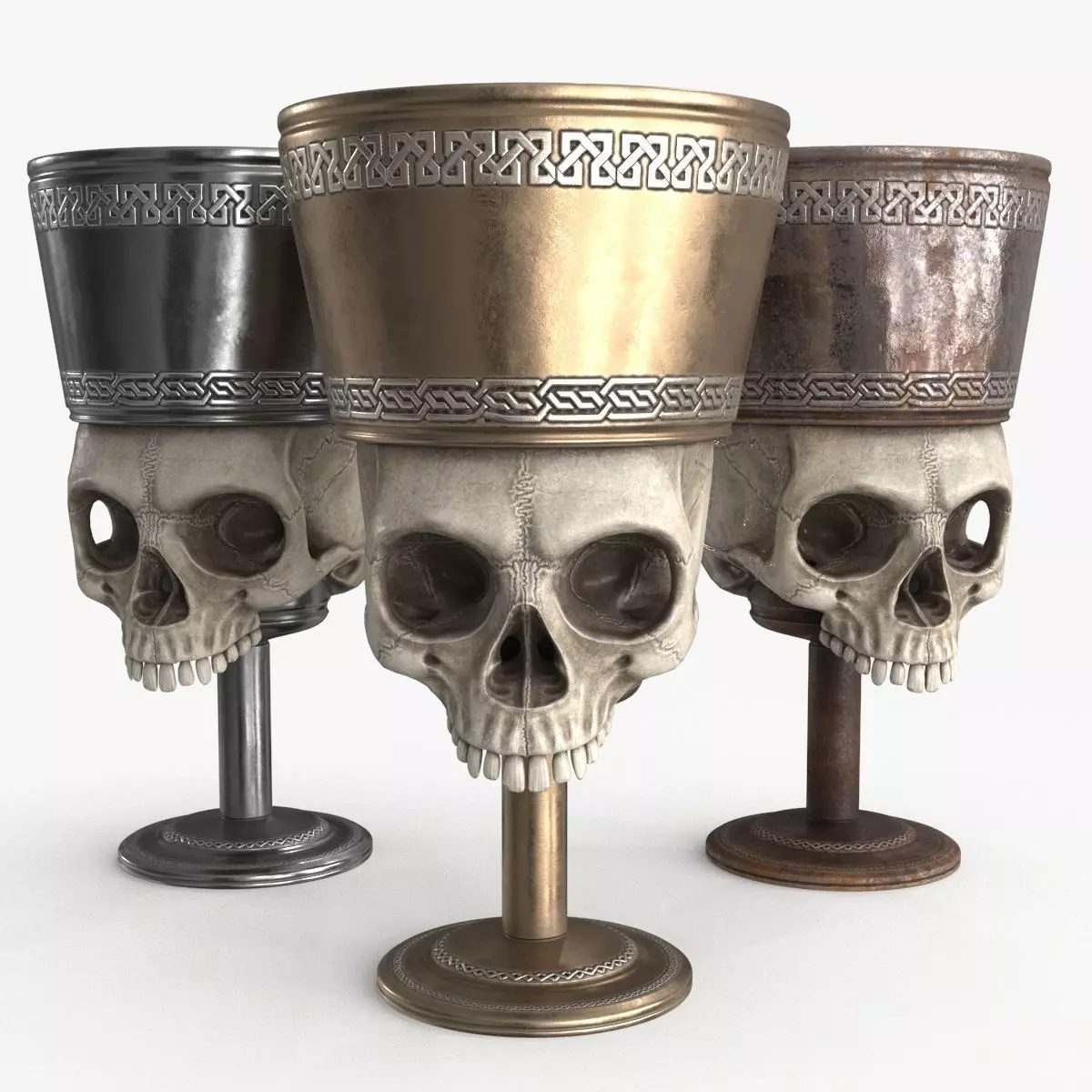 Antique Skull Goblet Low-poly 3D model_0