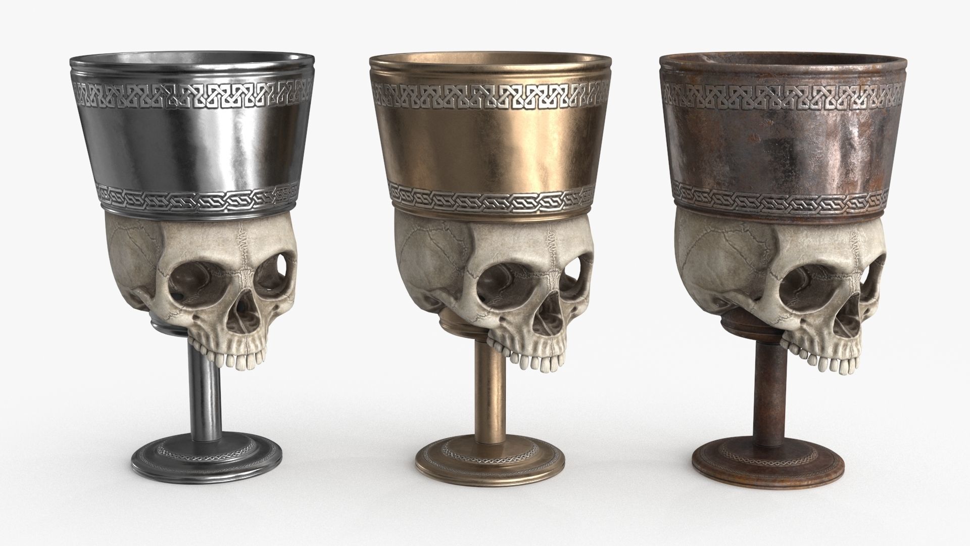 Antique Skull Goblet Low-poly 3D model_12
