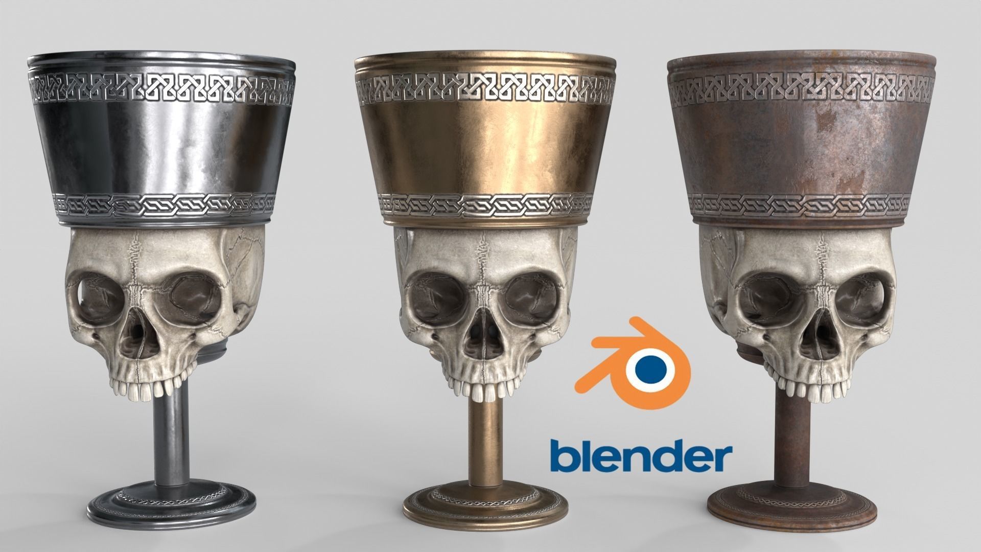 Antique Skull Goblet Low-poly 3D model_11