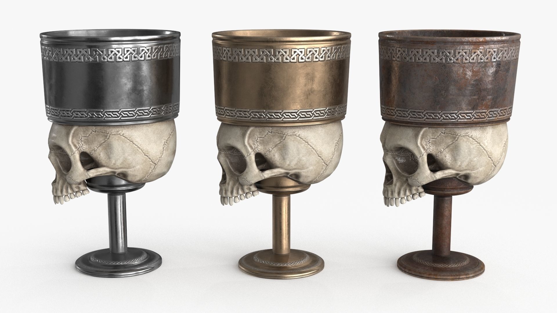 Antique Skull Goblet Low-poly 3D model_16