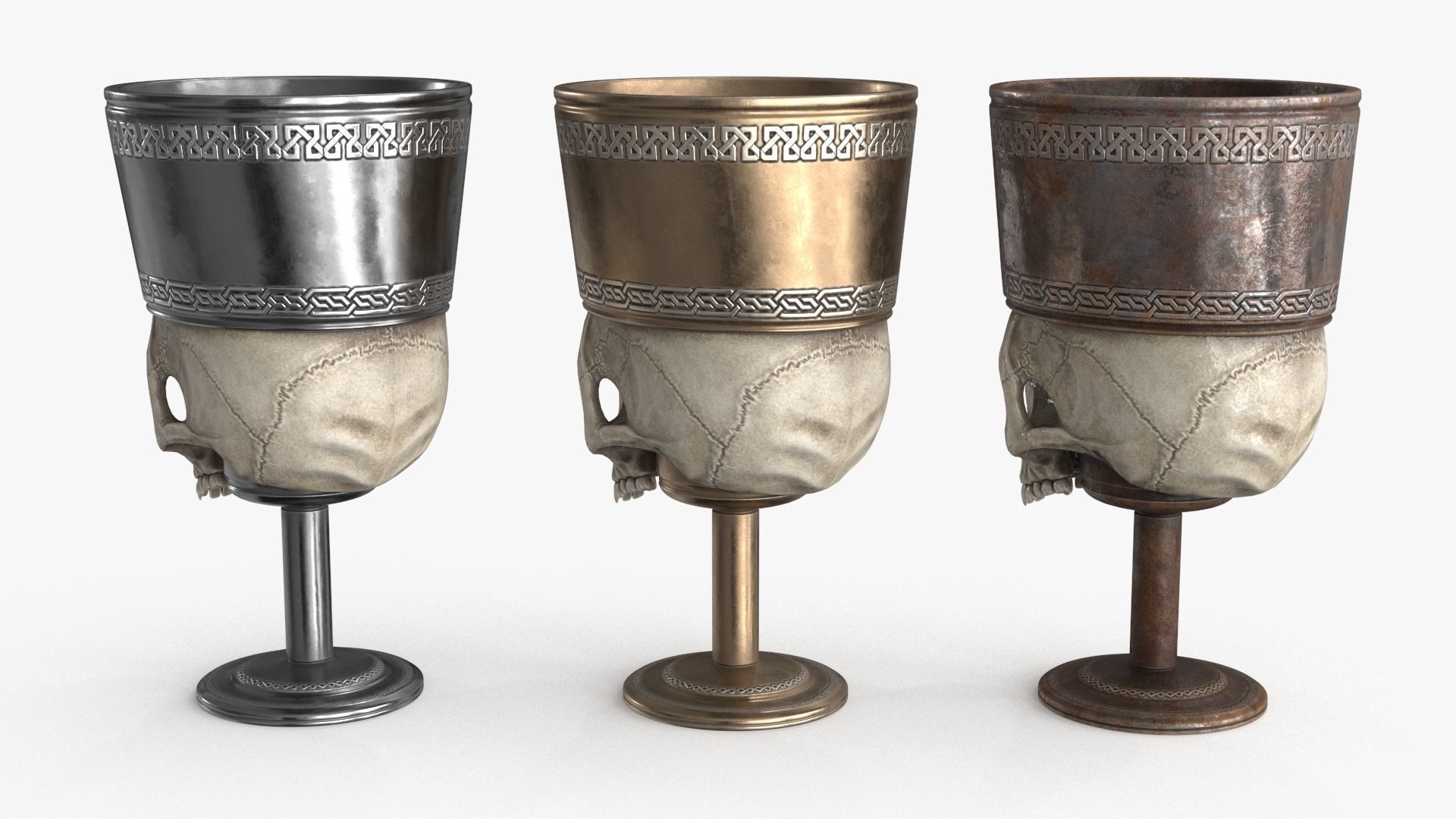 Antique Skull Goblet Low-poly 3D model_15