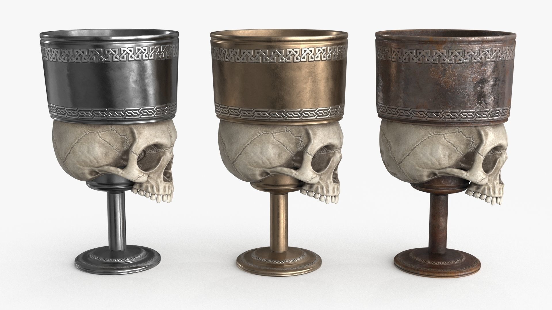 Antique Skull Goblet Low-poly 3D model_13