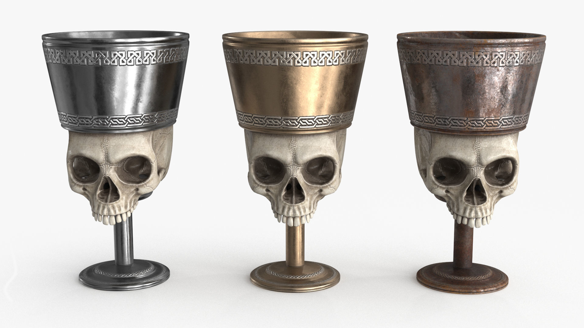 Antique Skull Goblet Low-poly 3D model_2