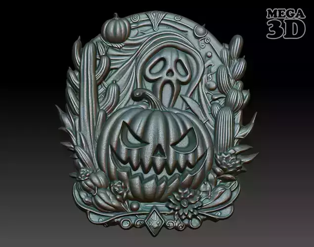 Hallloween pumpkin Basrelief 240527 05